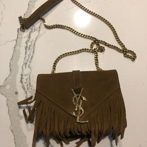 Saint Laurent Serpent Fringe suede crossbody